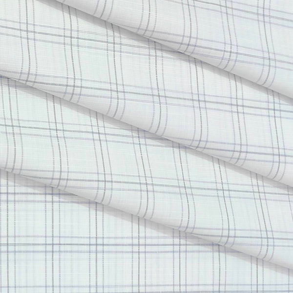 Shirt Fabric Arvind Cotton Blended Broad Check Colour Light Grey N White