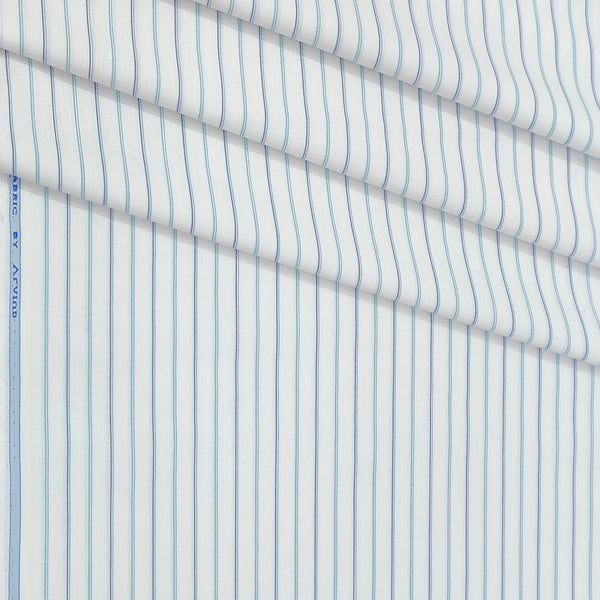 Shirt Fabric Arvind Cotton Blended Lining Colour Firozi Blue N White