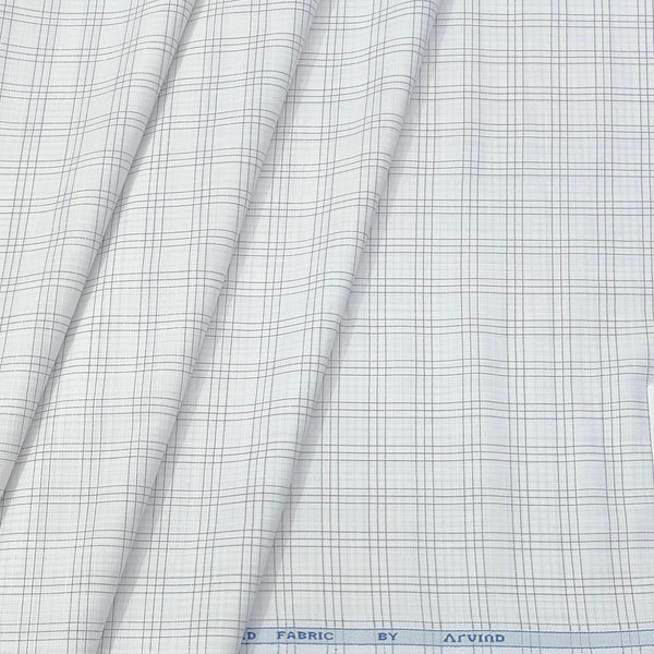Shirt Fabric Arvind Cotton Blended Check Colour Black N White