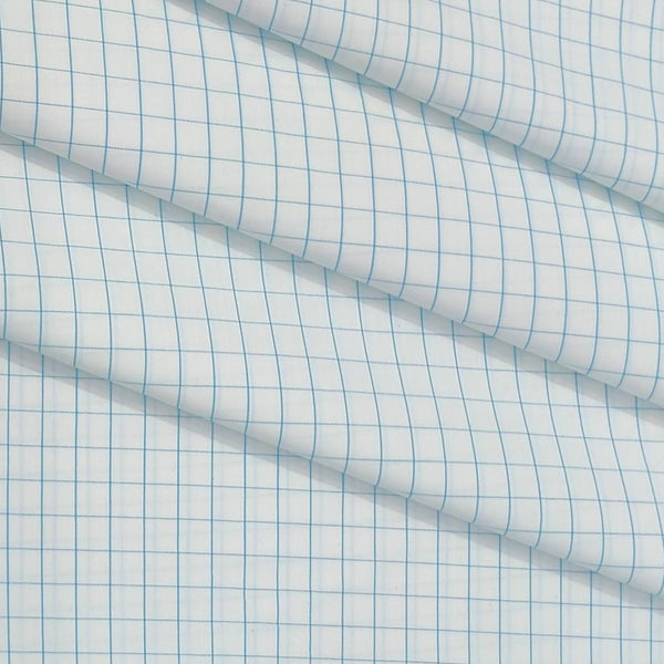 Shirt Fabric Arvind Cotton Blended Check Colour Firozi N White