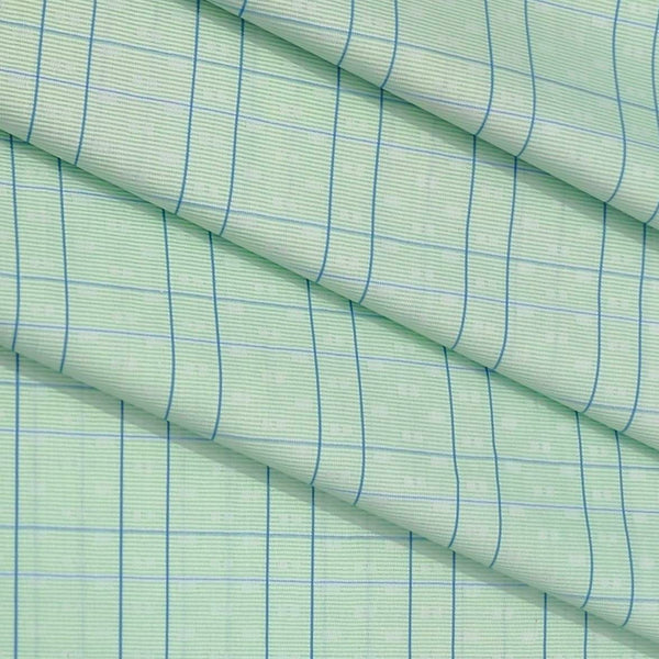 Shirt Fabric Arvind Cotton Blended Broad Check Colour Blue N Nyanza Green