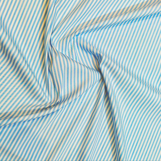 Ebeza Men's Pure Cotton Unstitched Shirting and Kurta Fabric(Sky Blue Stripes).