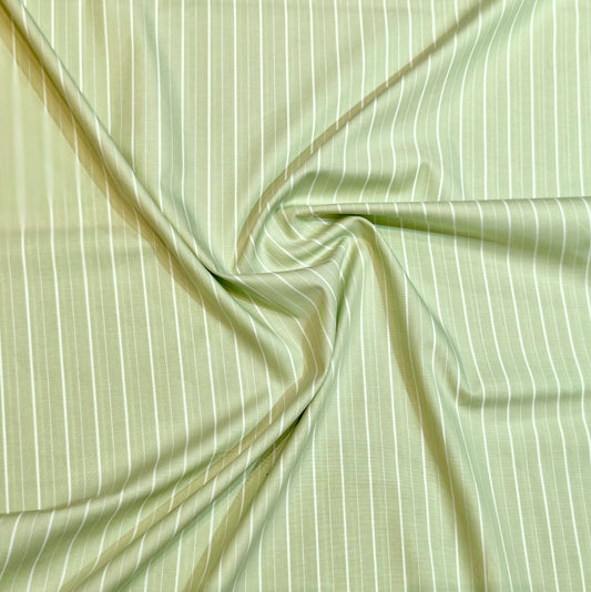 Soktas Men's Giza Cotton Unstitched Shirting and Kurta Fabric(Green Stripes).