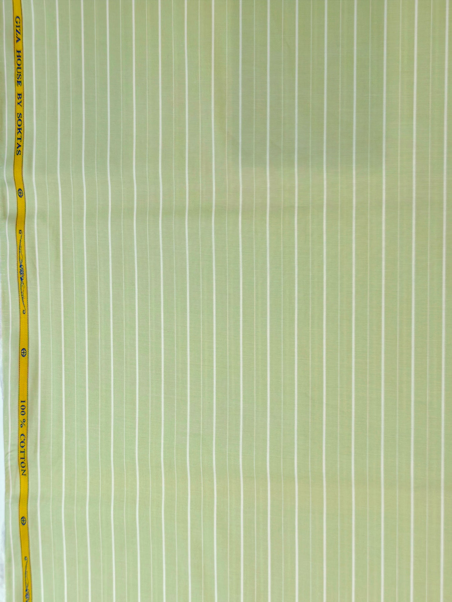 Soktas Men's Giza Cotton Unstitched Shirting and Kurta Fabric(Green Stripes).