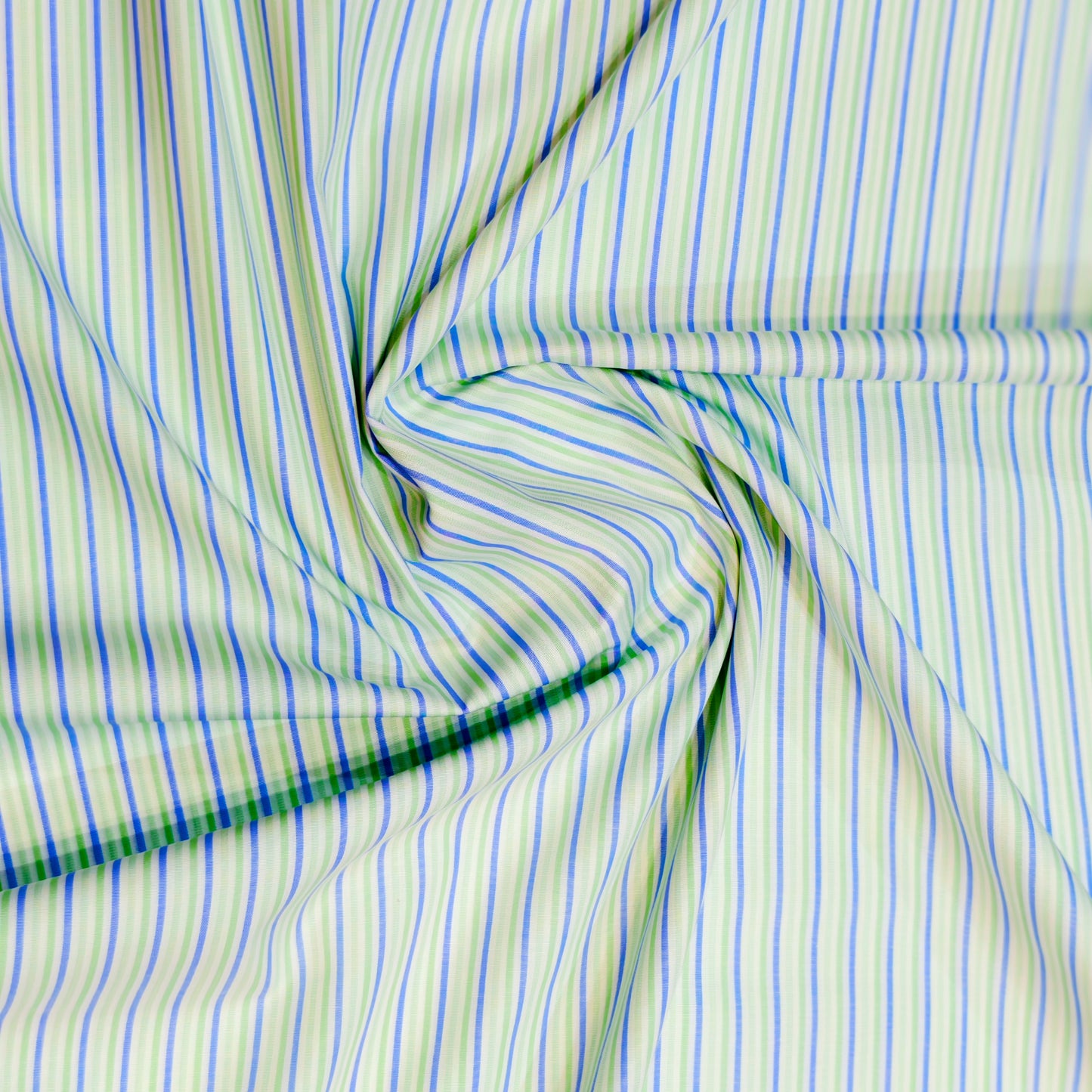 Soktas Giza Cotton Striped Shirting Fabric (Blue and Green).