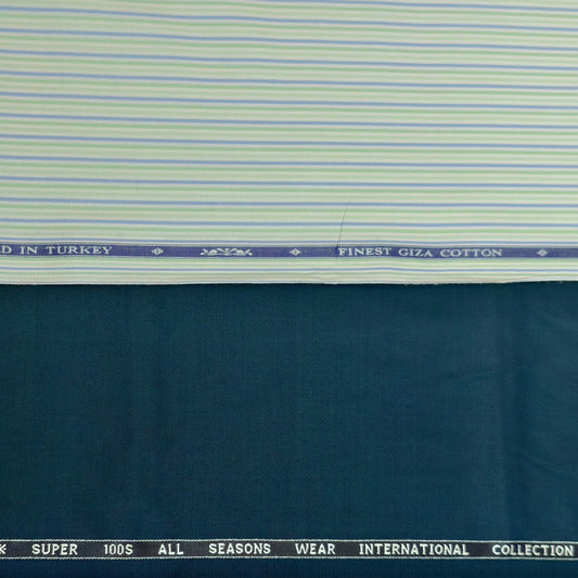 Combo of Panero Italy Terry Rayon(TR) Pant & Soktas Giza Cotton Shirt Fabric