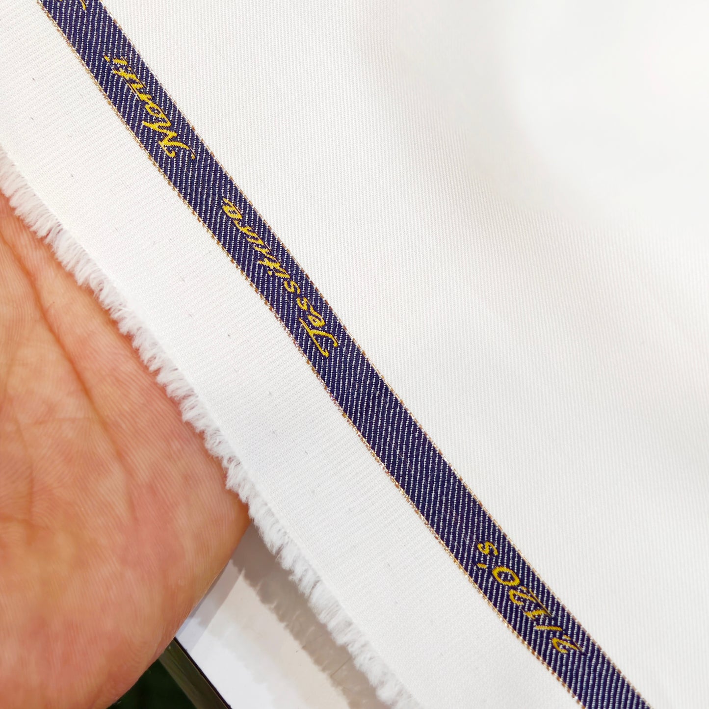 Tessitura Monti India 2/120's Counts Giza Cotton Solids Unstitched Shirt or Kurta Pajama Fabric (White)