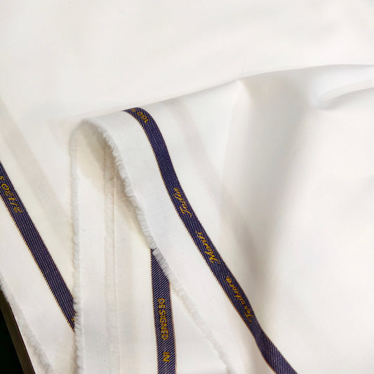 Tessitura Monti India 2/120's Counts Giza Cotton Solids Unstitched Shirt or Kurta Pajama Fabric (White)