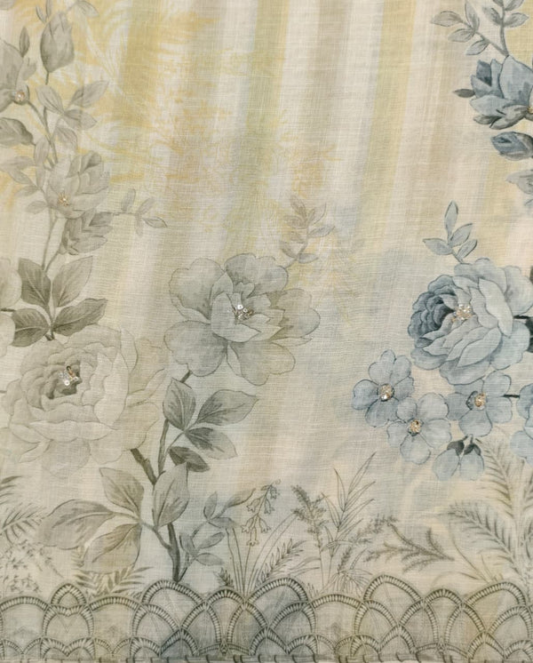 Premium Linen Unstitched Suit – Elegant Floral Collection
