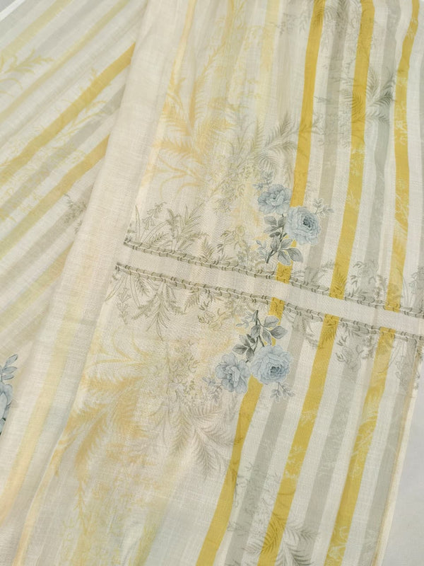 Premium Linen Unstitched Suit – Elegant Floral Collection