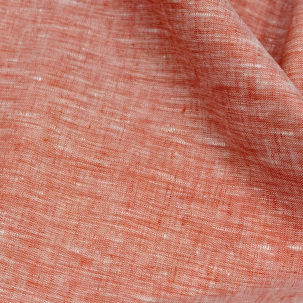 Grado by GBTL Belgium Linen 60 LEA Solid Shirting and Kurta Fabric (Pastel Red).