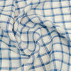 Burgyone Irish Linen 70 LEA Solid Shirting and Kurta Fabric (Blue Check with White Base).