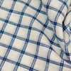 Burgyone Irish Linen 70 LEA Solid Shirting and Kurta Fabric (Blue Check with White Base).