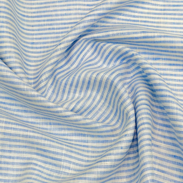 Linen Club (Aditya Birla group) Linen 80 LEA Shirting and Kurta Fabric (Sky Blue and White).