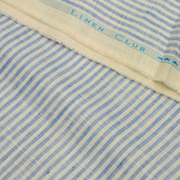 Linen Club (Aditya Birla group) Linen 80 LEA Shirting and Kurta Fabric (Sky Blue and White).