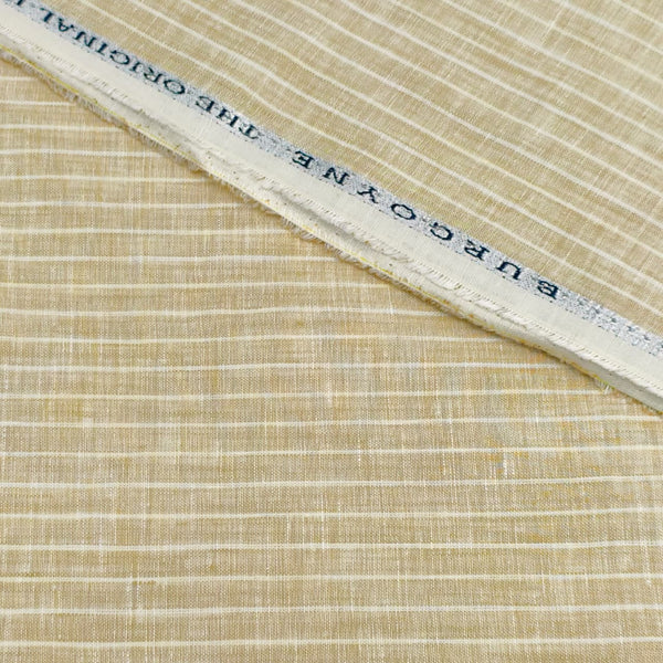 Burgoyne Irish Linen Striped Shirting and Kurta Fabric (Beige).