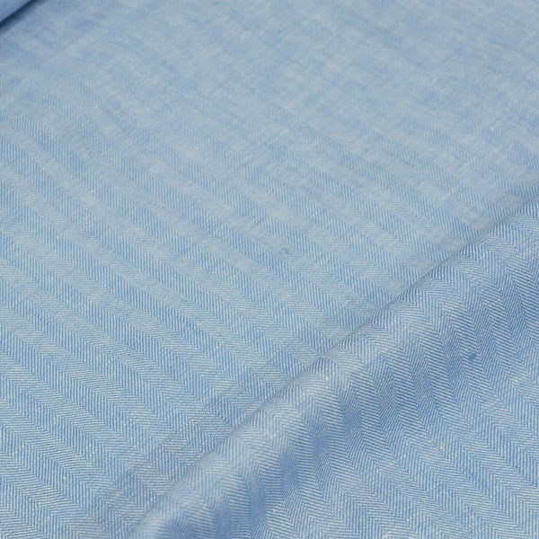 Burgyone 60 LEA Self Striped European Linen Suiting Fabric (Sky Blue).