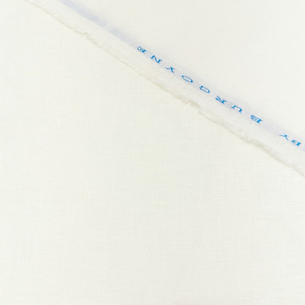 Burgyone Club 60 LEA Solids European Linen Suiting Fabric (Milky White).
