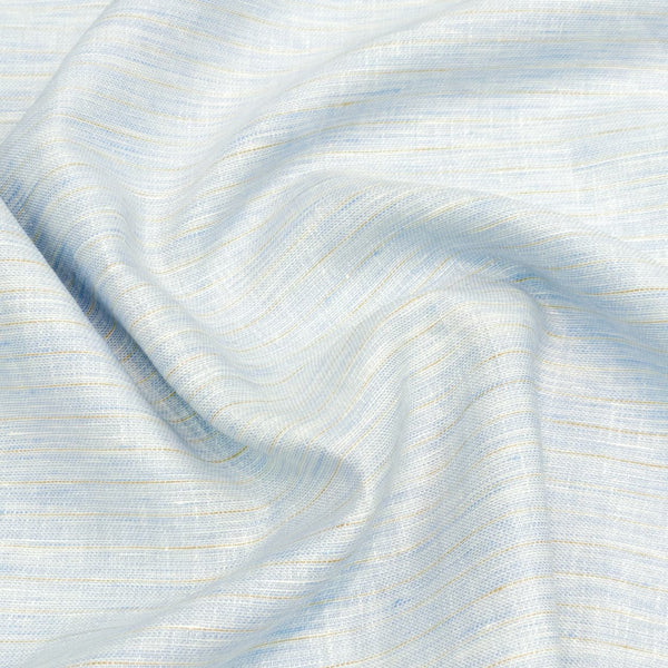 Linen Club 40 LEA Striped European Linen Suiting Fabric (Sky Blue).