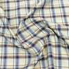 Soktas By Giza House Giza Cotton Checks Shirting Fabric (Cream and Blue).