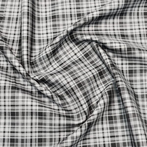 Cotonificio Italy Egyptian Giza Cotton Checks Shirting Fabric (Grey and Black)