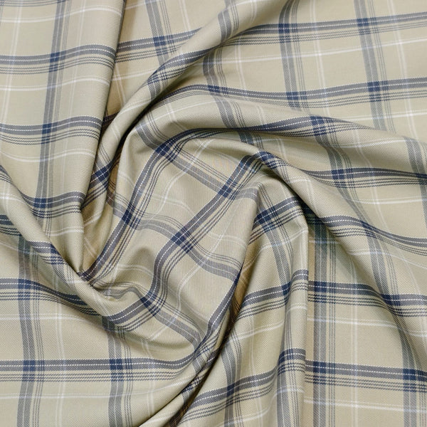 Siyaram Bamboo Cotton Checks Shirting Fabric (Beige and Grey)