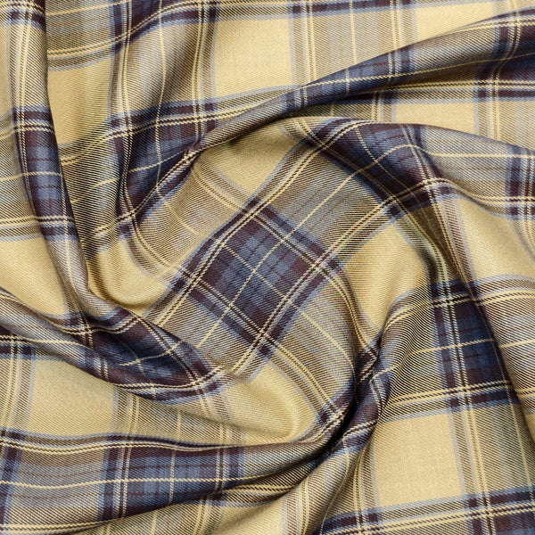 Soktas Giza Cotton Checks Shirting Fabric (Brown)