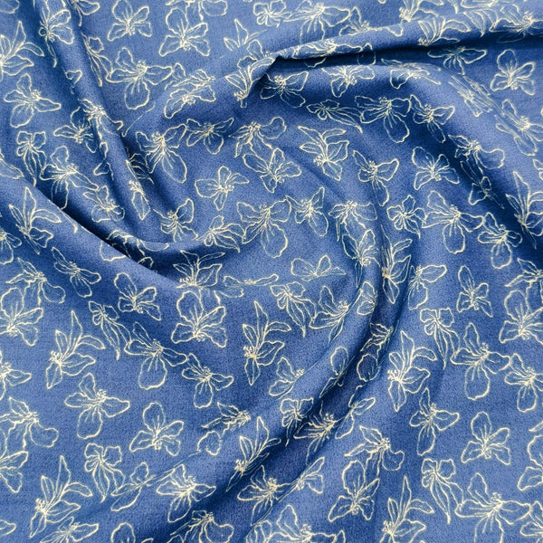 Imported Italy Premium Cotton Printed Shirting Fabric (Royal Blue).
