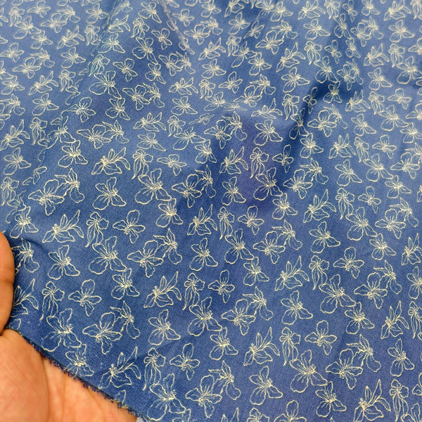 Imported Italy Premium Cotton Printed Shirting Fabric (Royal Blue).