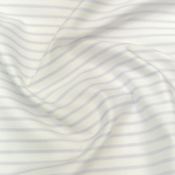 Soktas(Aditya Birla Group) Premium Giza Cotton Striped Shirting Fabric (White and Lavender).