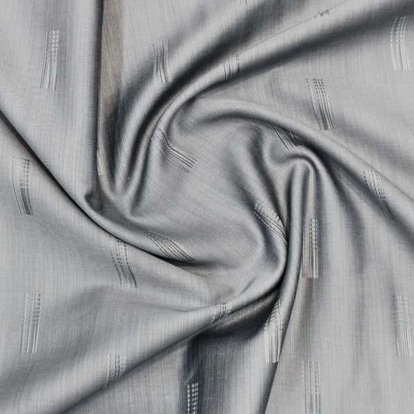 Soktas(Aditya Birla Group) Premium Giza Cotton Jaquard Shirting Fabric (Metallic Grey)