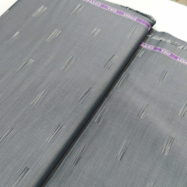 Soktas(Aditya Birla Group) Premium Giza Cotton Jaquard Shirting Fabric (Metallic Grey)