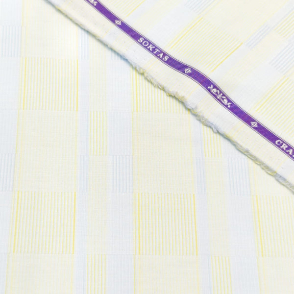 Soktas(Aditya Birla Group) Premium Giza Cotton Jaquard Shirting Fabric (Lemon, Sky and Green).