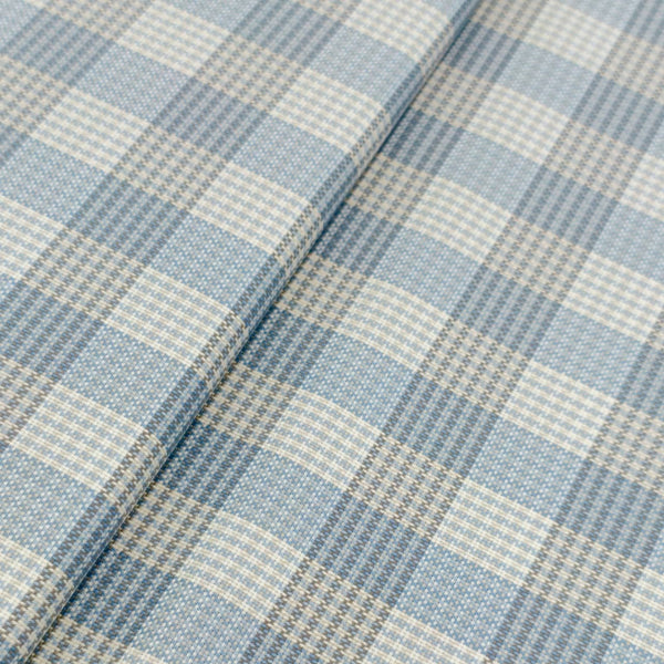 Ferriccio Dietlo Giza Cotton Checks Shirting Fabric (Blue and Grey)