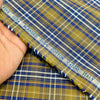 Cadini Italy Giza Cotton Check Shirting Fabric (Navy and Mehndi).