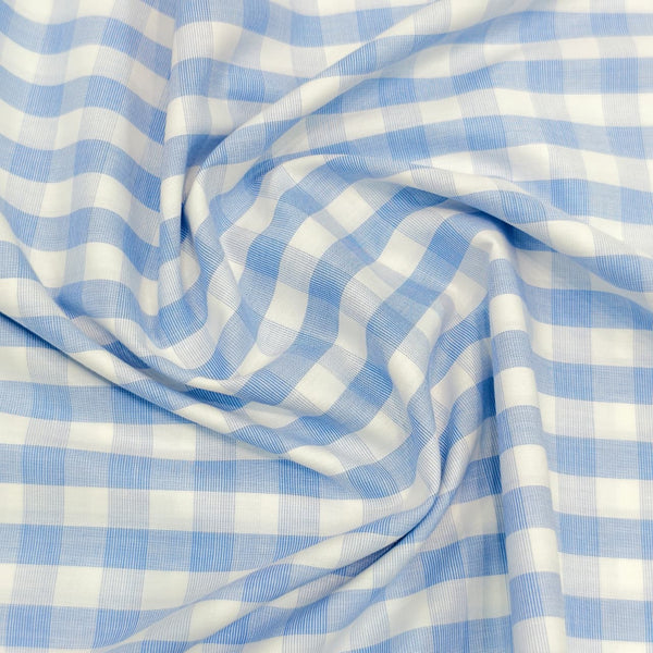 Giza House By Soktas Giza Cotton Checks Shirting Fabric (Sky Blue)