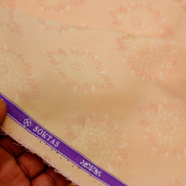 Soktas Tencil Giza Cotton Jaquard Shirting and Kurta Fabric (Peach)