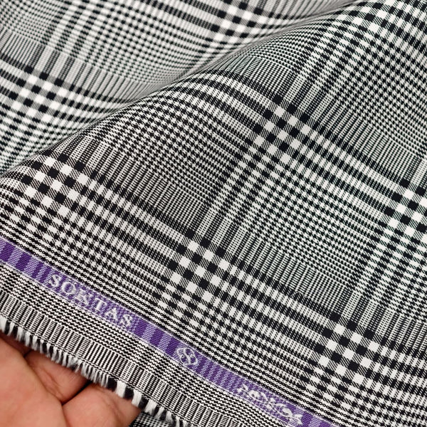 Soktas Giza Cotton Checks Shirting Fabric (Black)