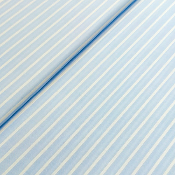 Solino 100% Cotton Horizontal Stripes Shirting Fabric (Sky Blue)