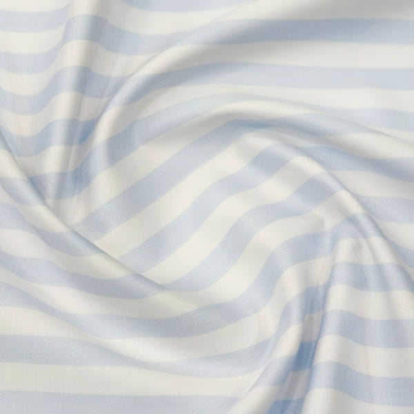 Tessuti Italy Egyptian Giza Cotton 70's Candy Striped Shirting and Kurta Fabric (White and Sky Blue)