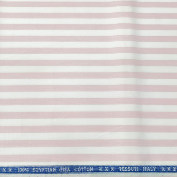 Tessuti Italy Egyptian Giza Cotton Candy Striped Shirting and Kurta Fabric (White and Pink)