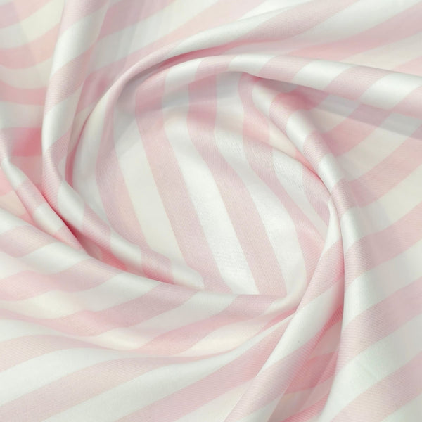 Tessuti Italy Egyptian Giza Cotton Candy Striped Shirting and Kurta Fabric (White and Pink)