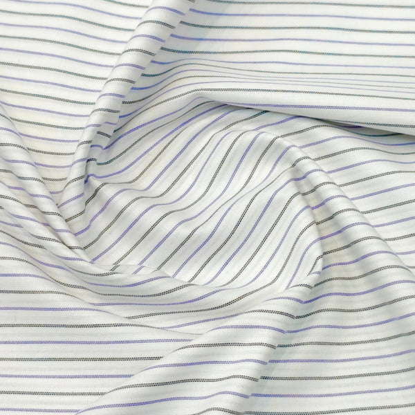 Arvind 100% Cotton Striped Shirting Fabric (Black, Lavender)