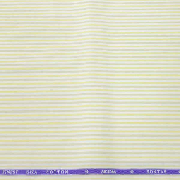 Soktas Giza Cotton Striped Shirting Fabric (Yellow)