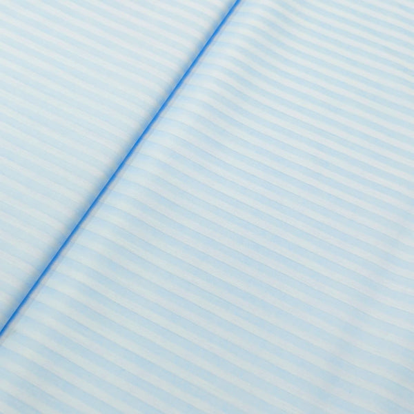 Solino 100% Cotton Striped Shirting Fabric (Sky Blue)