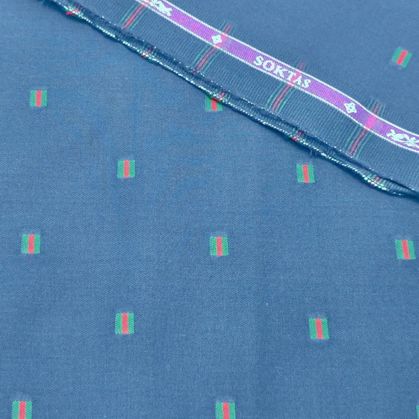 Soktas Giza Cotton Jacquard Shirting Fabric (Navy Blue)