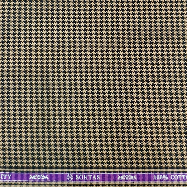 Soktas Giza Cotton Dobby Shirting Fabric (Mustard and Black)