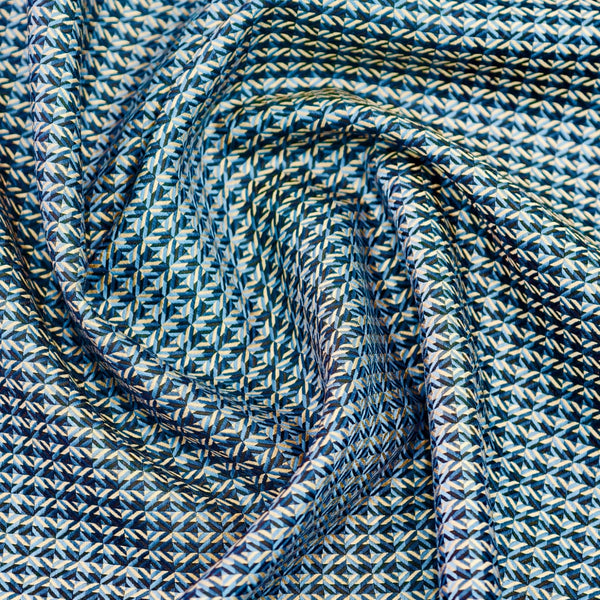 Soktas Giza Cotton Dobby Weave Shirting Fabric (Blue and Black)