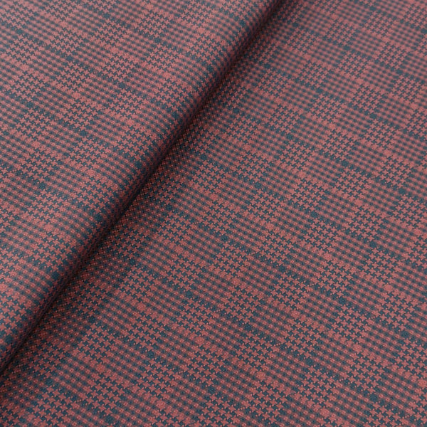 Soktas Giza Cotton Check Houndstooth Shirting Fabric (Pink and Blue)