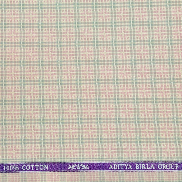 Soktas Giza Cotton Striped Shirting Fabric (Peach and Beige).